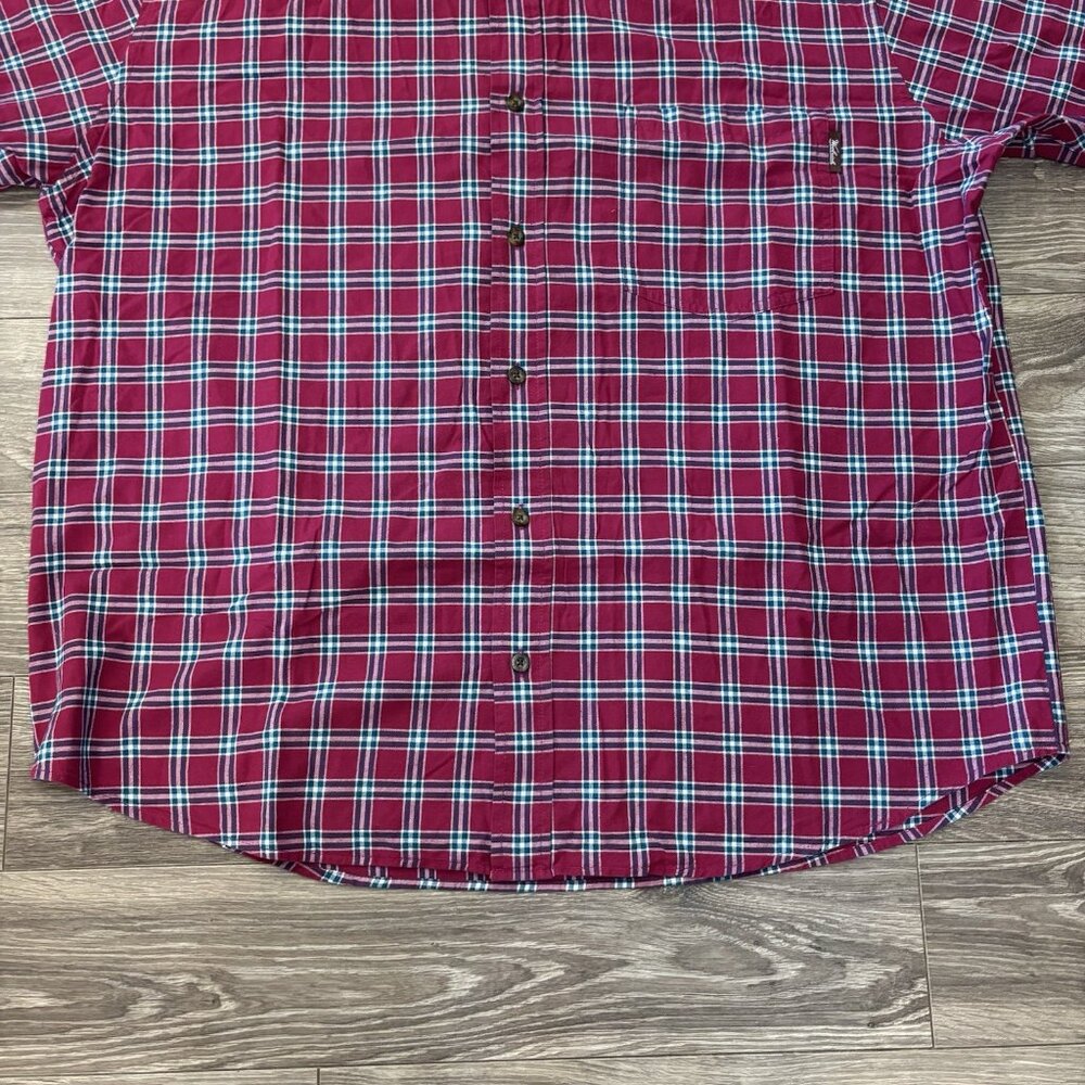 Woolrich Button Down Shirt 2XL Mens Short Sleeve Red‎ Blue Plaid Pocket Casual - Picture 3 of 14